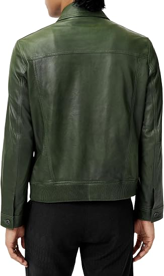 John Varvatos Kai 苔藓色夹克背面