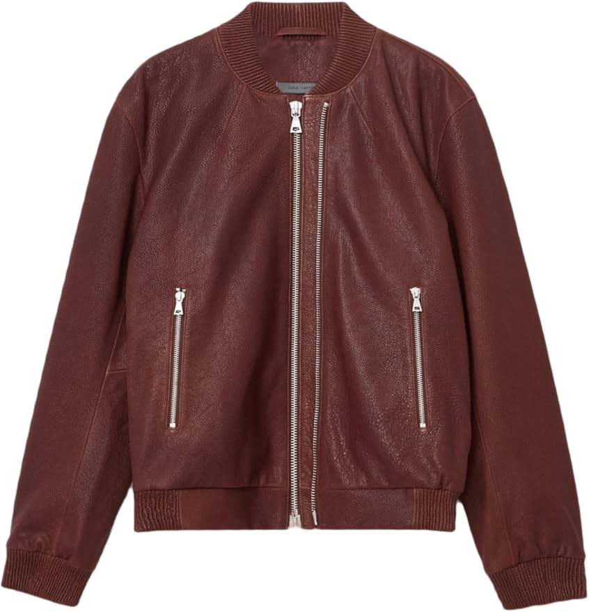 John Varvatos Xavier Tamarind 色皮夹克完整正面