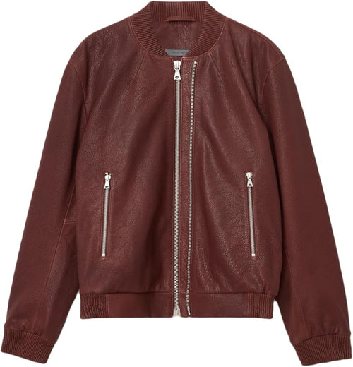 John Varvatos Xavier Tamarind 色皮夹克完整正面