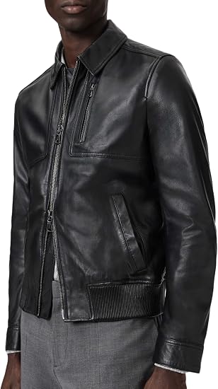 John Varvatos 男士 Kai 羊皮夹克｜苔藓色